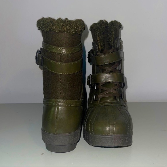 Show Dazzle Green Lace Up Rain/Snow Boots - Picture 3 of 3